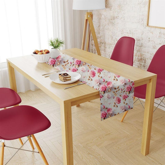 Tablecloth Stain Resistant Roses 465 Grey-pink 180x300cm