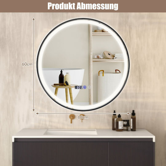 Costway Bathroom Mirror Led made of Metal 60x60cm Silver