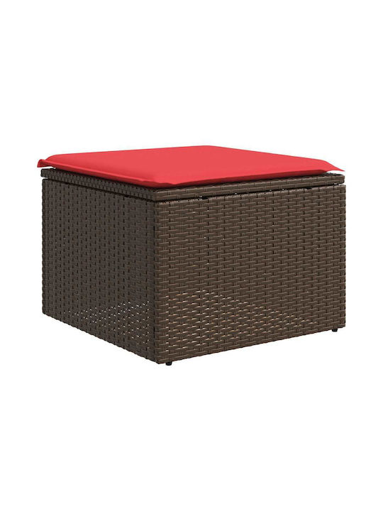 Garden Stool Cube Outdoor Rattan with Cushion Brown 2 Pieces 55x55x37cm