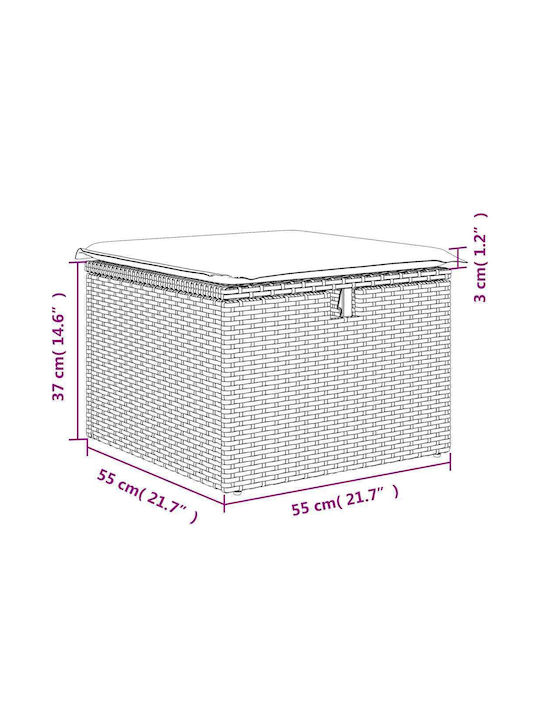 Garden Stool Cube Outdoor Rattan with Cushion Brown 2 Pieces 55x55x37cm