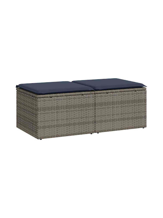 Gartenhocker Würfel Außeneinsatz Rattan mit Grauem Kissen 2 Stück 55x55x37cm