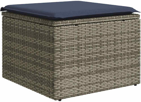 Garden Stool Cube Outdoor Rattan with Cushion Grey 2 Pieces 55x55x37cm