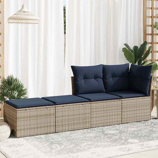 Garden Stool Cube Outdoor Rattan with Cushion Grey 2 Pieces 55x55x37cm