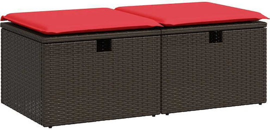 Σκαμπό Rattan 2τμχ 55x55x37cm Σκαμπό Rattan 2τμχ 55x55x37cm
