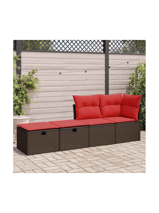 Garden Stool Cube Outdoor Rattan with Cushion Brown 2 Pieces 55x55x37cm
