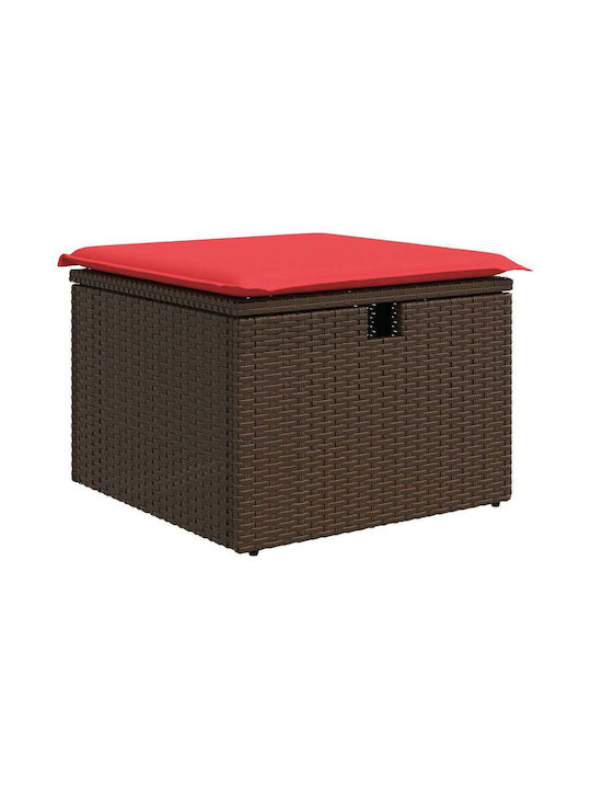 Garden Stool Cube Outdoor Rattan with Cushion Brown 2 Pieces 55x55x37cm
