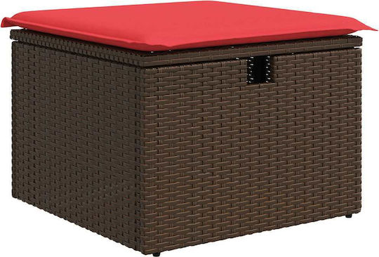 Garden Stool Cube Outdoor Rattan with Cushion Brown 2 Pieces 55x55x37cm
