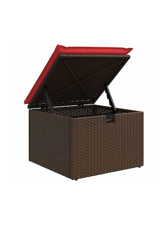 Garden Stool Cube Outdoor Rattan with Cushion Brown 2 Pieces 55x55x37cm