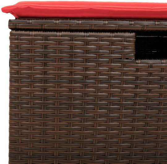 Garden Stool Cube Outdoor Rattan with Cushion Brown 2 Pieces 55x55x37cm