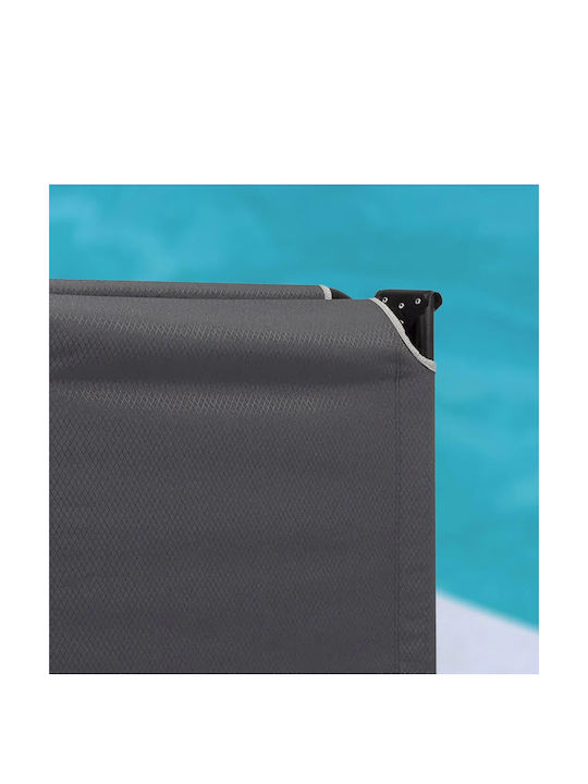 Șezlong Metalic Neka cu Material Textilene Gri 172x55x27cm