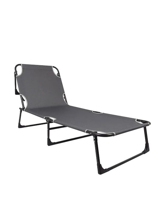 Șezlong Metalic Neka cu Material Textilene Gri 172x55x27cm