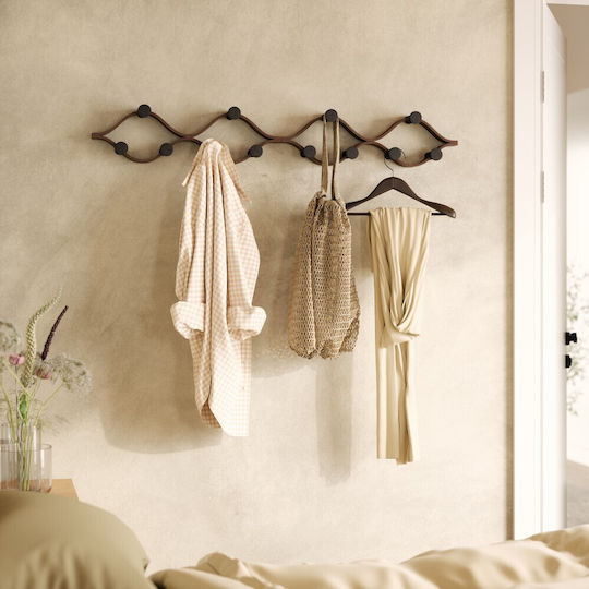 Umbra Wooden Wall Hanger 6 Hooks Black 51x15x6cm