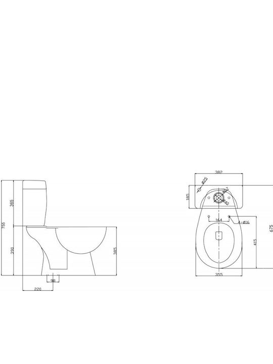 Inter Ceramic 4300021040009 Λεκάνη Δαπέδου Κάτω Σιφόνι με Καζανάκι 6988354211409