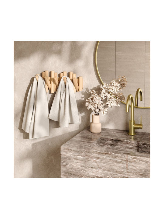 Umbra Κρεμάστρα Τοίχου Picket Rail Hook Natural Ξύλινη 5 Θέσεων Μπεζ 38x4.4x16.5cm