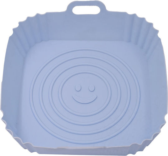 Silicone Square Mold with Handles for Air-fryer 22.5x22.5x5.5cm Sky Blue Sidirella