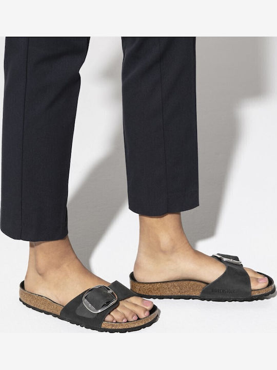 Birkenstock Madrid Big Buckle Oiled Leather Anatomic Σανδάλια Black