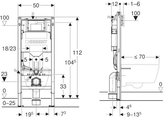 Geberit Sigma Εντοιχιζόμενο Πλαστικό Καζανάκι Γωνιακό Χαμηλής Πίεσης