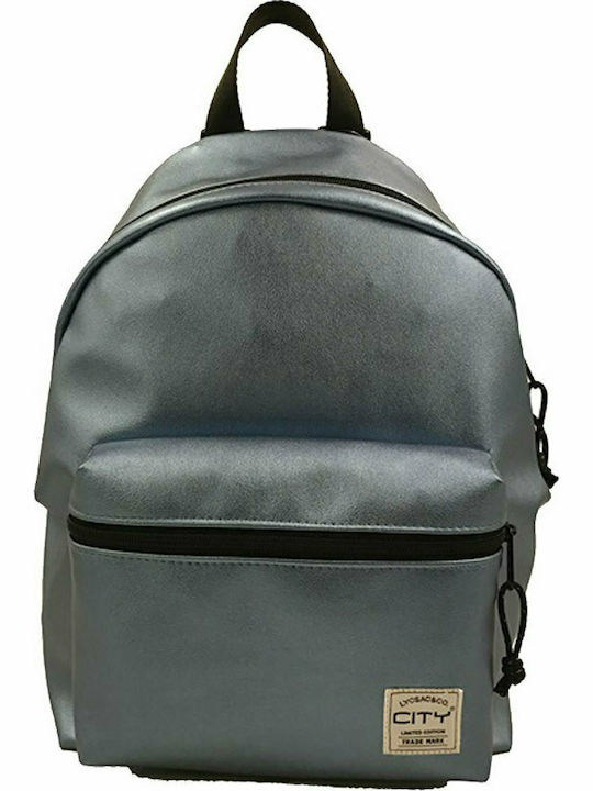 Lyc Sac Limited Edition Culoare Albastră Metal Tip Ghiozdan de Spate Argintiu Lyc Sac Limited Edition Culoare Albastră Metal Tip Ghiozdan de Spate Argintiu