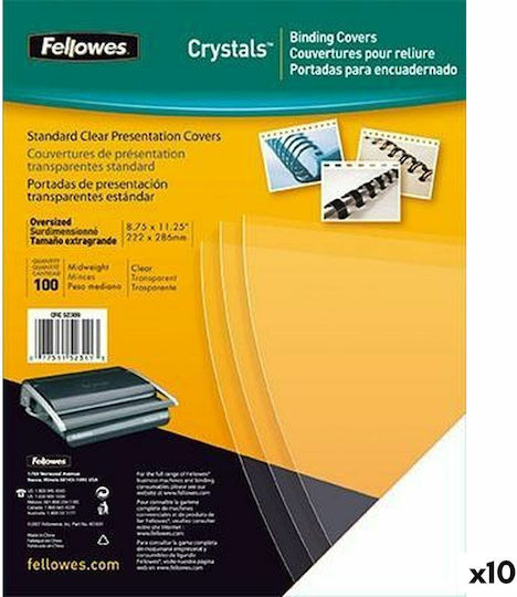 Fellowes Заглавна страница Книговезничество 100 A4 Чисти PVC 180 Микрона Корици за Книги