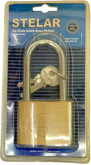 Stelar Steel Brass Padlock with Key 63mm