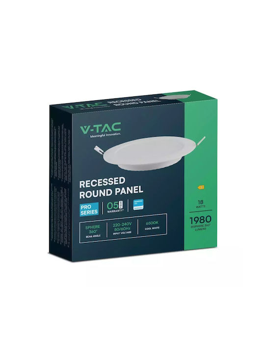 V-TAC Кръгла Вграден Спот с Патрон Вграден LED Бял 22.08x22.08см. 1бр