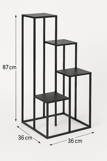 Atmosphera Blumentopfständer Metall Schwarz 36cmx36cmx87cmcm.