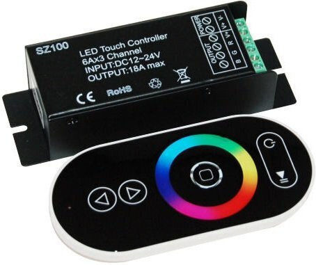 Wireless RGB Controller Touch Remote RF LED Strips DC 12V 24V 24A ZY-2430 Black