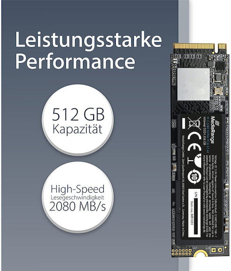 MediaRange MR1032 SSD 512GB M.2 Type with PCI Express 3.0 Connection MR1032