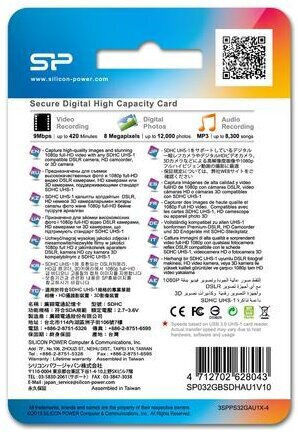 Silicon Power Elite SDHC 32GB Clasa 10 U1 UHS-I