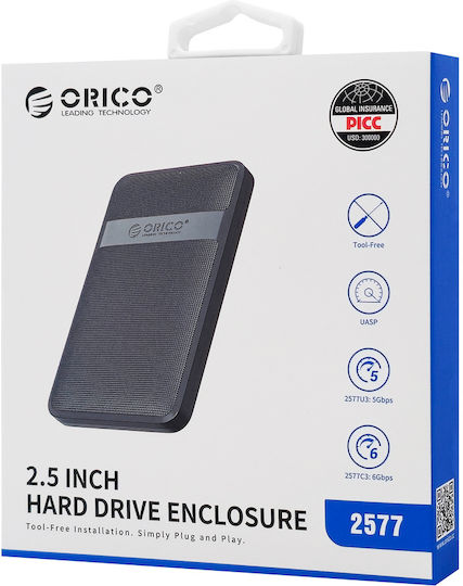 Orico 2577c3-v1-bk 2.5" 6.35 Cm Hard Drive Enclosure Usb Type-c Black