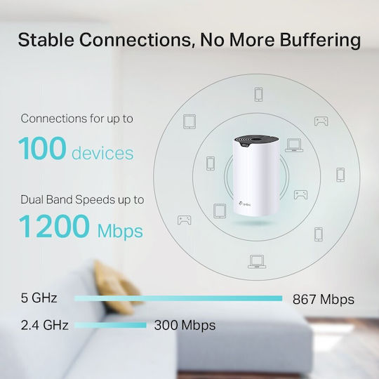 TP-LINK Deco S4 v1 WiFi Mesh Network Access Point Wi‑Fi 5 Dual Band (2.4 & 5GHz) σε Τριπλό Kit