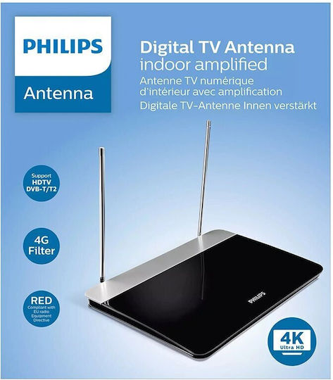 Philips SDV6227 SDV6227/12 Indoor TV Antenna (Requires Power Supply) Black