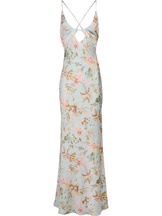 Maxi Evening Satin Dress Blue
