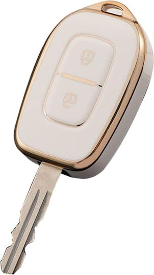 Car Key Cover Case made of for Dacia / Renault in White Color
