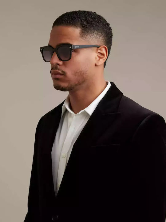 Okkia Giovanni Unisex Sunglasses with Black Plastic Frame and Black Lens OK012BK