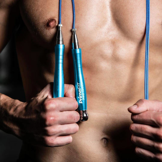 PrimaFit Springseil Fitness mit Gewicht 3m Blau mit einstellbarer Länge