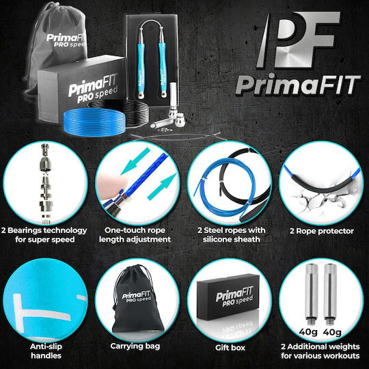 PrimaFit Springseil Fitness mit Gewicht 3m Blau mit einstellbarer Länge