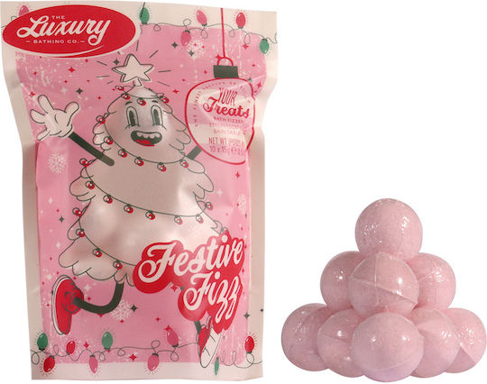 Set Cadou Festive Fizz Bomboane de Baie cu Aromă de Vanilie și Cacao în Pungă Decorativă Luxury Bathing Company 10 X 15 G
