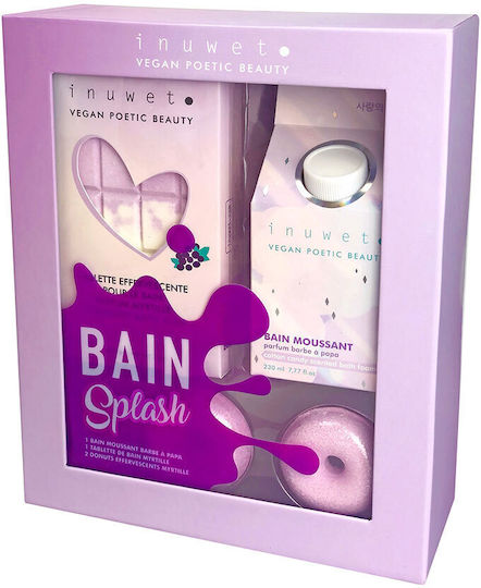 Set Cadou Săruri de baie Spumă de baie Tablete Effervescent Gogoși Blueberry Inuwet 4 Bucăți