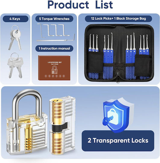 17-piece Lock Latch Tool Set Beginner Professional Locksmiths