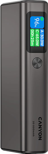 Canyon OnPower 230 20000mAh 130W με Θύρα USB-A και 2 Θύρες USB-C Power Delivery Γκρι