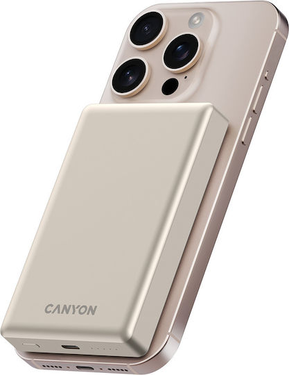 Canyon OnPower 510 MagSafe 10000mAh 20W με Θύρα USB-C Power Delivery Μπεζ