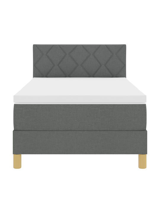 Single Upholstered Bed with Fabric Dark Gray with Mattress 90x200cm