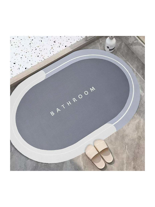Non-Slip Bath Mat Oval Gray 57.5x40cm
