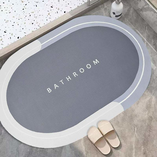 Non-Slip Bath Mat Oval Gray 57.5x40cm