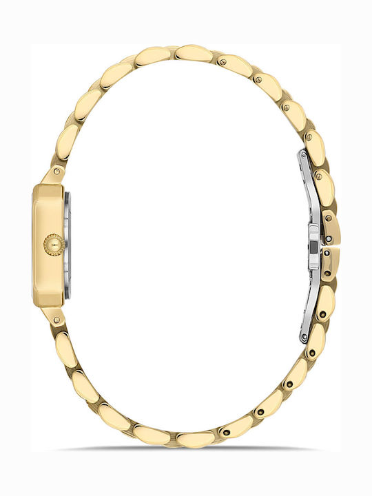Ferro Womens Battery Watch With Gold Metal Bracelet