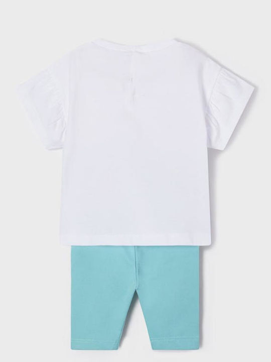 Kids' Set with Leggings Summer 2pcs Turquoise Lovely Cats