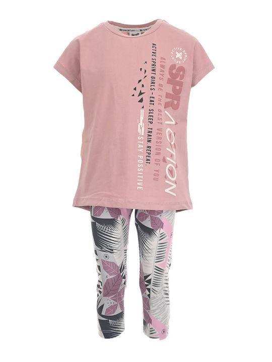 Παιδικό Σετ με Κολάν Καλοκαιρινό 2τμχ Dusty Pink