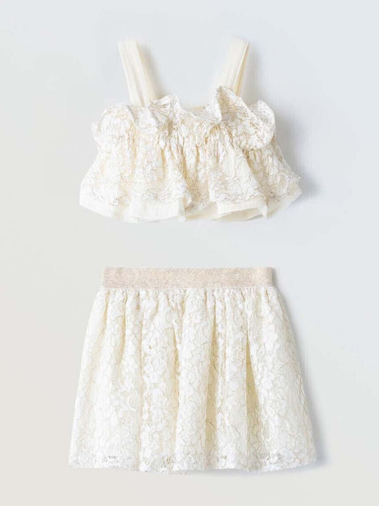 Kids' Set with Skirt Summer 2pcs Ecru