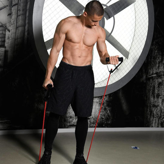 PrimaFit Лента за фитнес Gymtube Среден с дръжки Червен